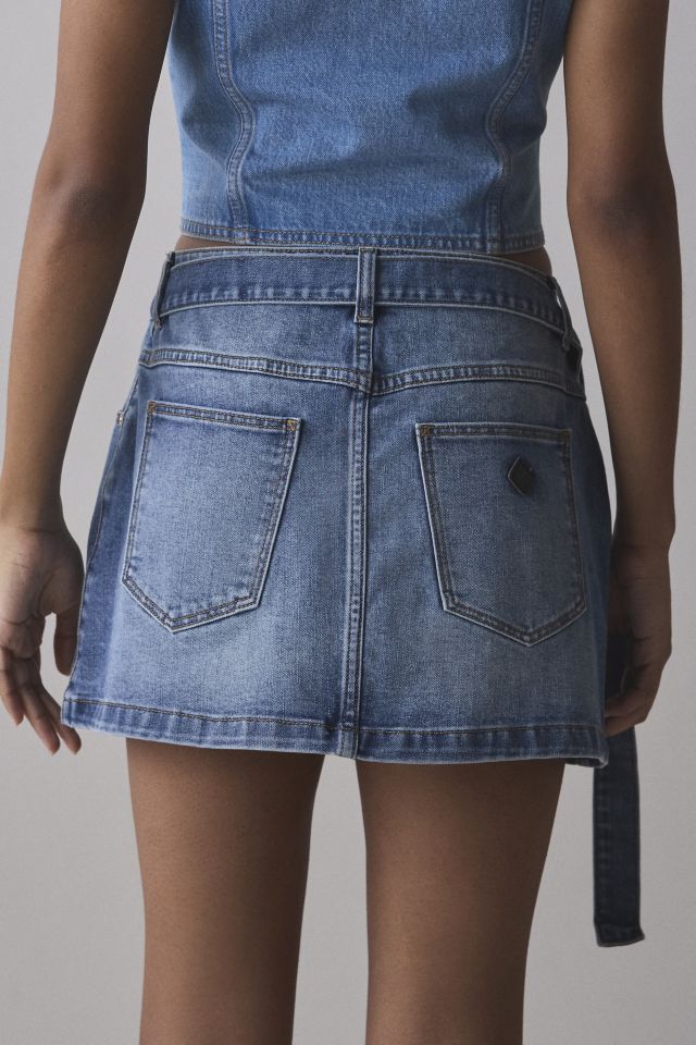 Abrand Dalia Denim Wrap Mini Skirt #3