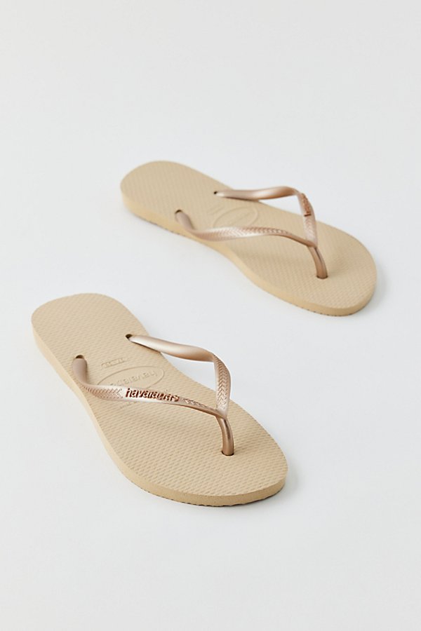 Shop Havaianas Slim Flip Flops Sandal In Sand Grey, Women's At Urban Outfitters