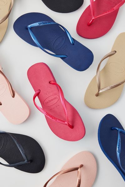 Shop Havaianas Slim Flip Flops Sandal In Pink Fever, Women's At Urban Outfitters