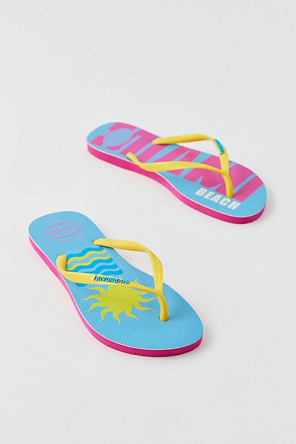 Havaianas Printed Slim Flip Flop Sandal In Blue, Women's At Urban Outfitters