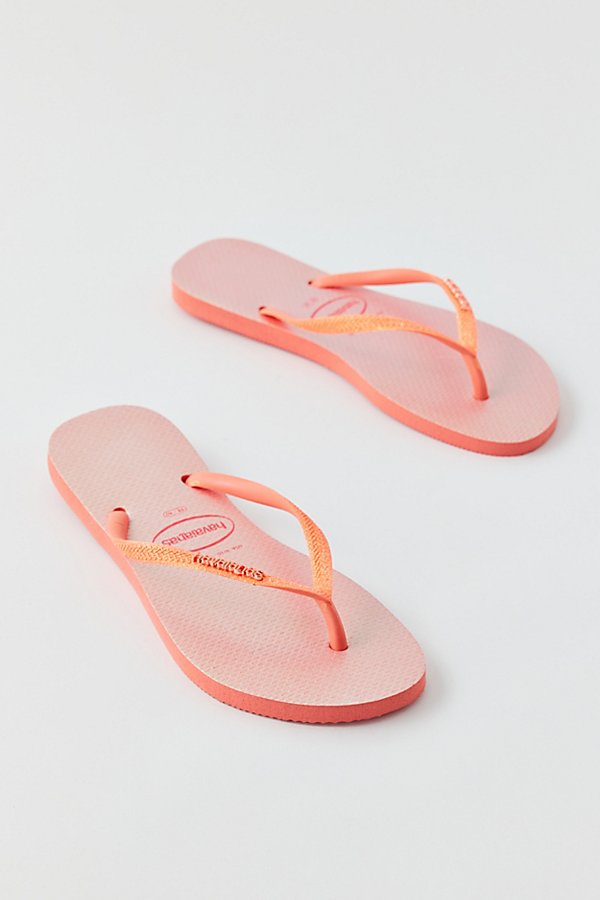 Havaianas Printed Slim Flip Flop Sandal In Slim Glitter, Women's At Urban Outfitters In Pink