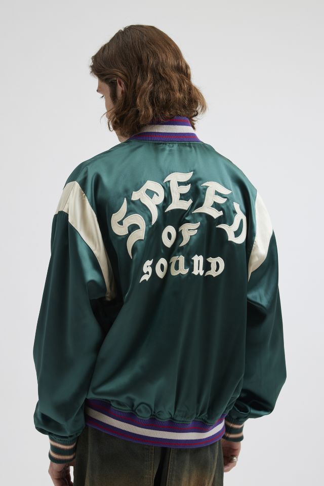 Deus Ex Machina Memento Mori Satin Varsity Jacket | Urban Outfitters