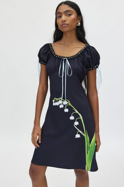 Tyler McGillivary Maiden Ribbon Trim Mini Dress | Urban Outfitters