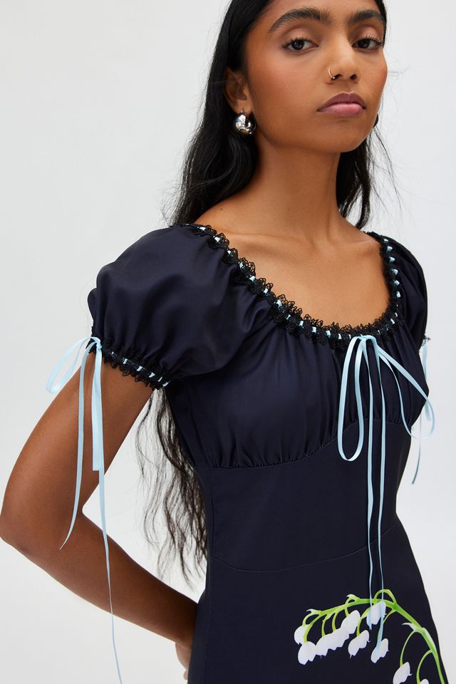Tyler McGillivary Maiden Ribbon Trim Mini Dress | Urban Outfitters