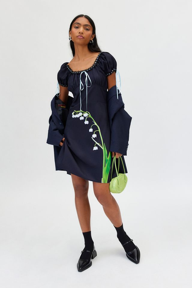 Tyler McGillivary Maiden Ribbon Trim Mini Dress | Urban Outfitters