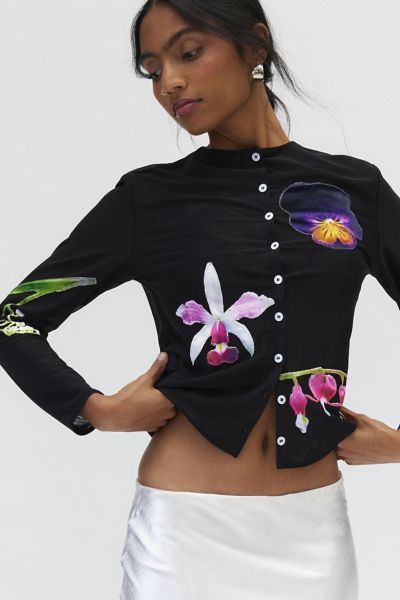 Tyler McGillivary Pansy Applique Cardigan