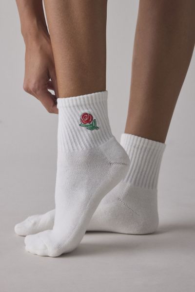 Icon Embroidered Quarter Ribbed Crew Sock