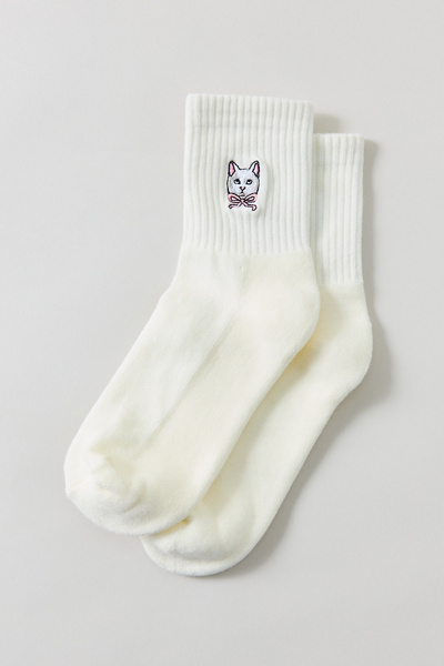 Urban Outfitters Icon Embroidered Quarter Crew Socks In Attitude Cat, Women's At