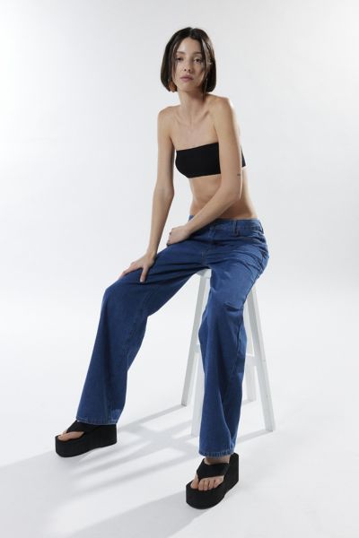 Shop Lioness Top Model Low-rise Straight Leg Jean In Indigo, Women's At Urban Outfitters