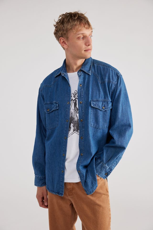 Urban Renewal Vintage Snap-Button Long Sleeve Chambray Shirt #2