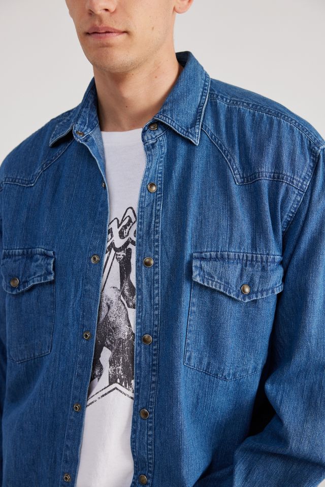 Urban Renewal Vintage Snap-Button Long Sleeve Chambray Shirt #4