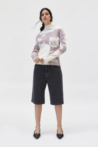 Basic Pleasure Mode Talia Long Sleeve Printed Ribbed Knit Top