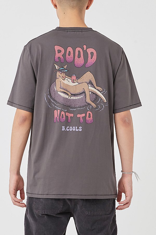 Shop Barney Cools Roo'd Tee In Pigment Black, Men's At Urban Outfitters