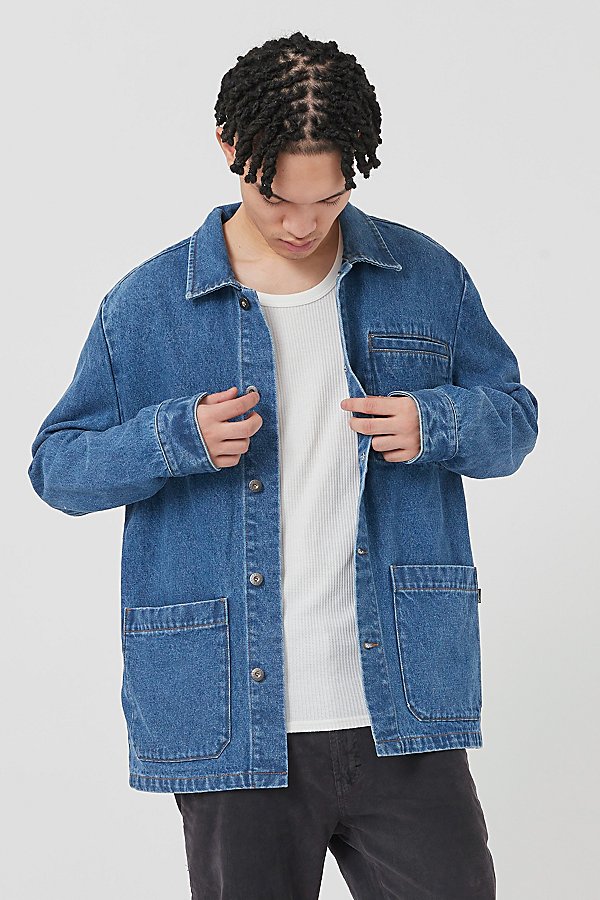 Shop Barney Cools Peters Denim Work Jacket In Stone Denim, Men's At Urban Outfitters