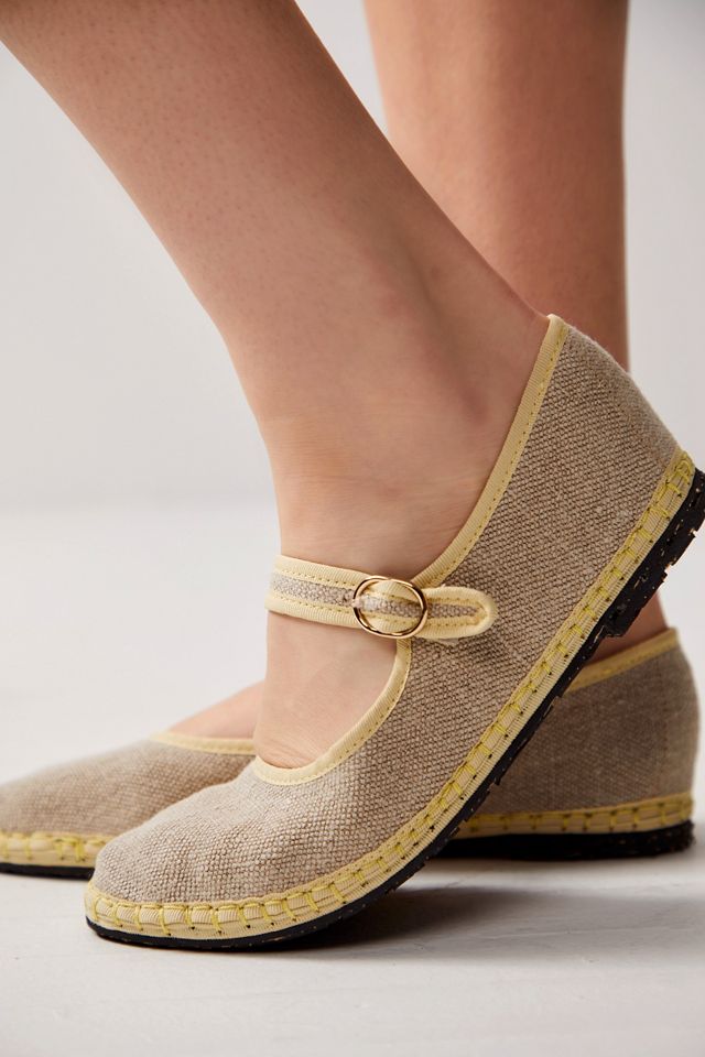 Flabelus Linen Mary Jane Flat #3