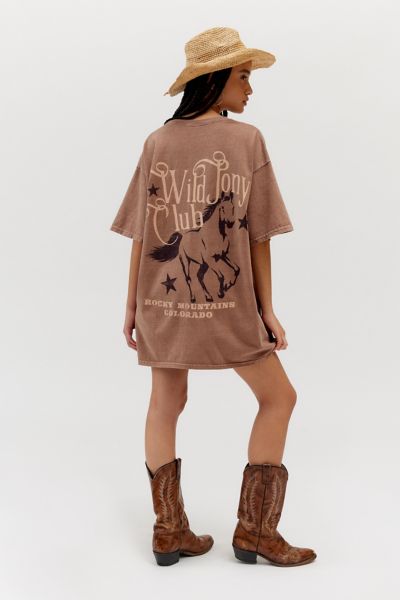 Urban Outfitters Wild Pony Club T-shirt Dress In Brown, Women's At