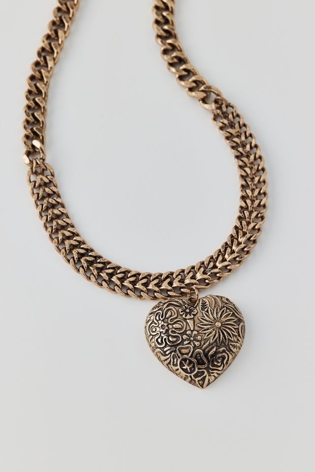 Etched Heart Choker Necklace #2