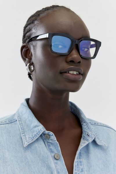 Urban Outfitters Thick Frame Blue Light Glasses In Black, Women's At