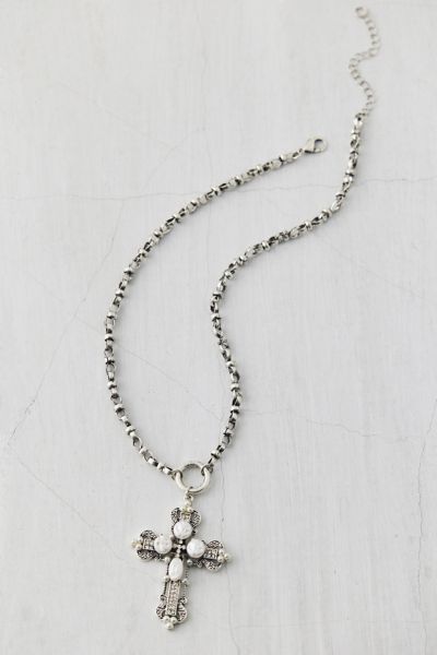 【BLACKPURPLE】HALFRIBO PEARL CROSS PENDANT NECKLACE AC7152XBZT-apm-monaco-black-