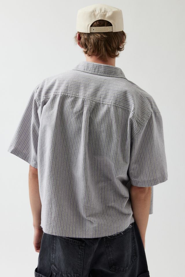UO Stripe Pattern Cutoff Oxford Shirt #1