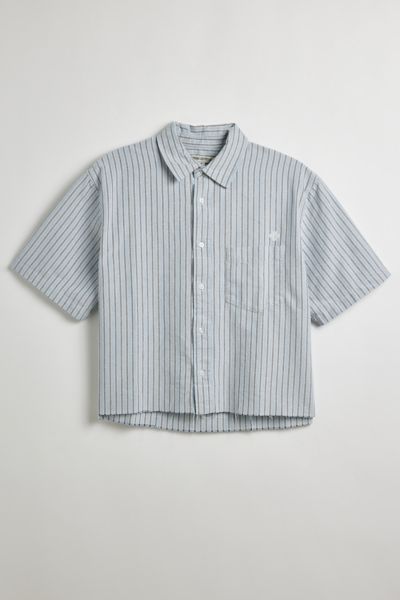 UO Stripe Pattern Cutoff Oxford Shirt