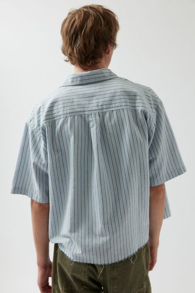 UO Stripe Pattern Cutoff Oxford Shirt