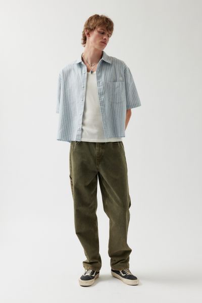 UO Stripe Pattern Cutoff Oxford Shirt