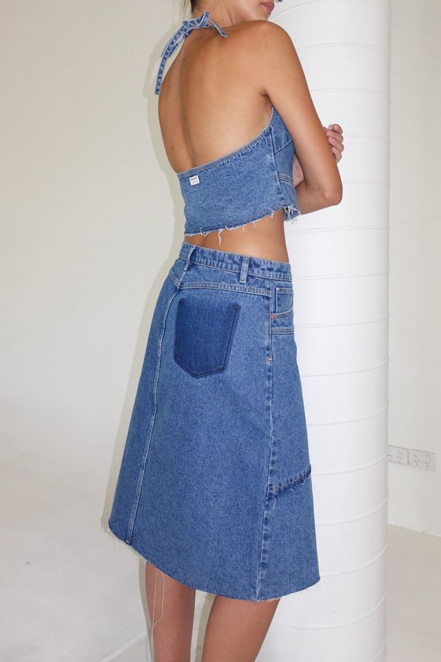 Abrand Patch 95 Denim Midi Skirt