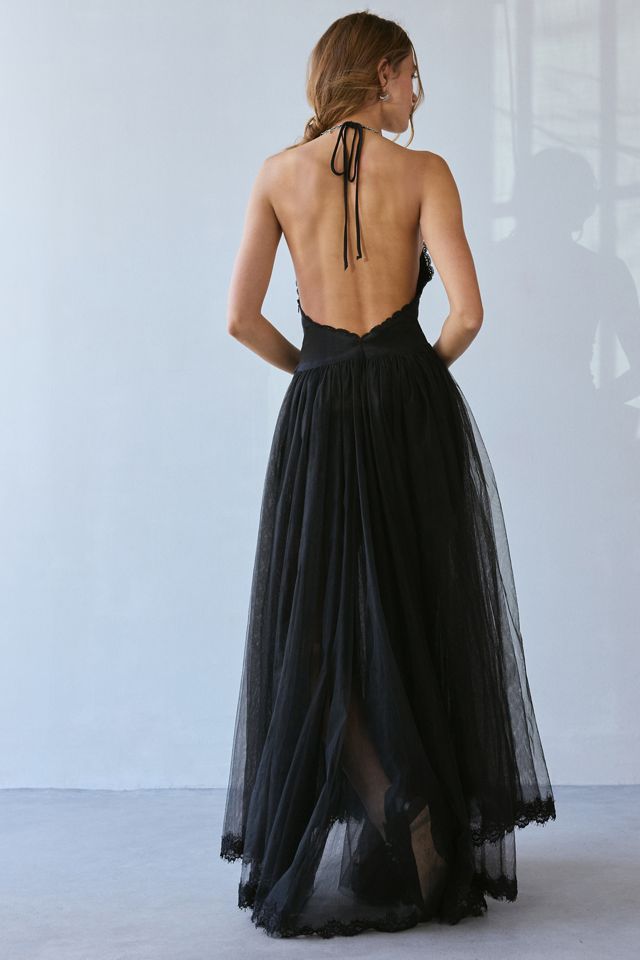 LoveShackFancy Serendipity Lace Halter Maxi Dress | Urban Outfitters Canada
