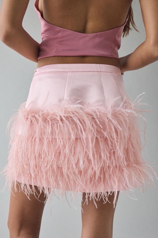LoveShackFancy Vivette Feathered Satin Mini Skirt #2