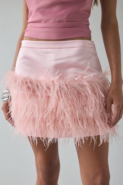 Mini-jupe en satin à plumes LoveShackFancy Vivette