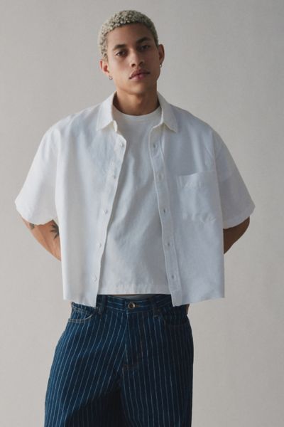 UO Check Pattern Cutoff Oxford Shirt