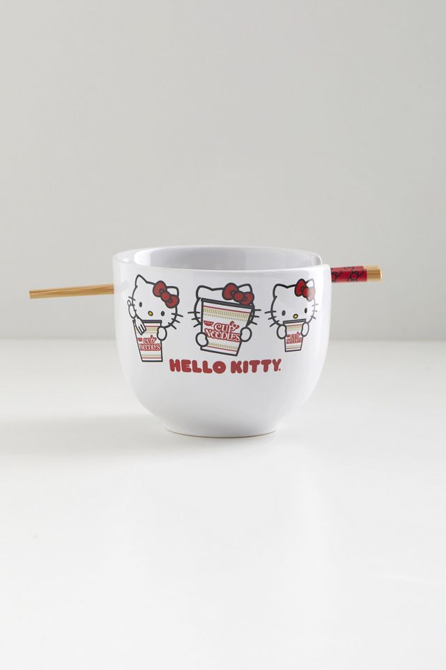 Sanrio Hello Kitty Ceramic Noodle Bowl & Chopstick Set #1