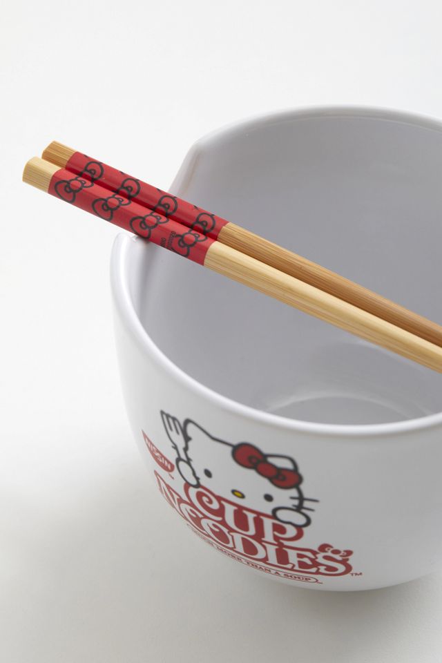Sanrio Hello Kitty Ceramic Noodle Bowl & Chopstick Set #3