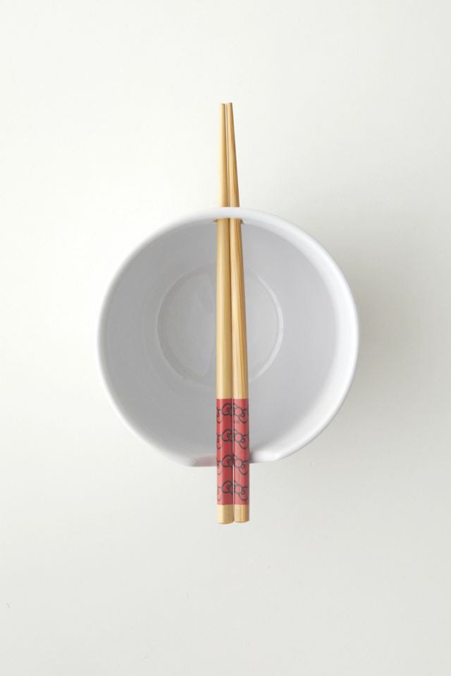 Sanrio Hello Kitty Ceramic Noodle Bowl & Chopstick Set #4