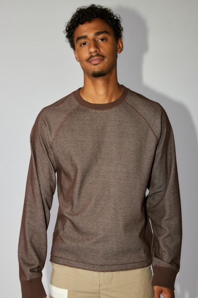 Standard Cloth Foghorn Plated Thermal Long Sleeve Tee In Light Brown, Men's At Urban Outfitters In Light Brown