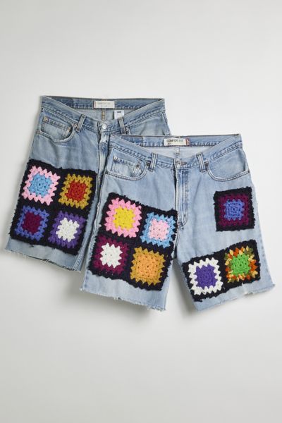 Urban Renewal Remade Levi's® Granny Square Patch Denim Short