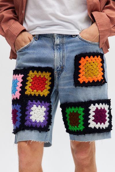 Urban Renewal Remade Levi s Granny Square Patch Denim Short Square One