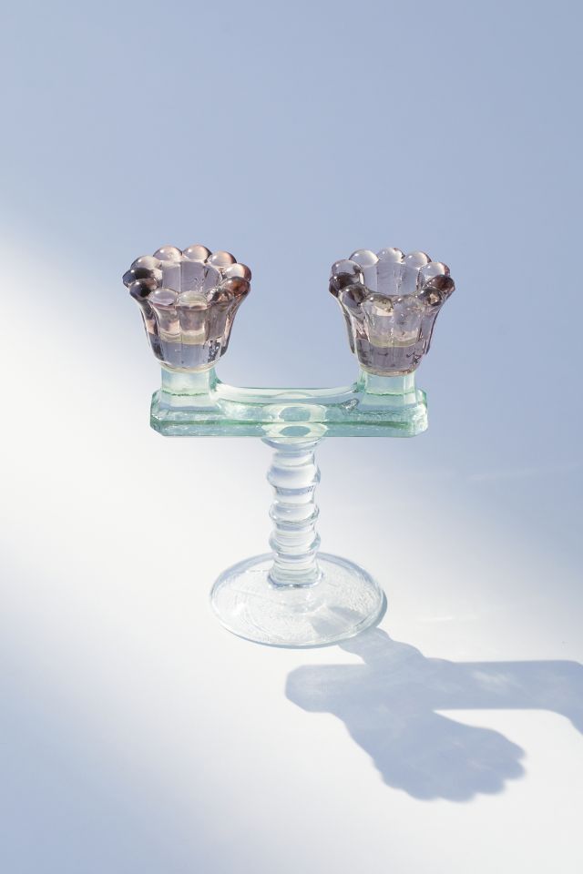 Glass Double Taper Candle Holder #1