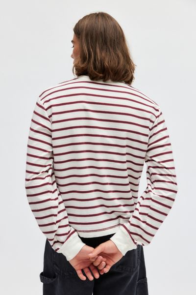 BDG Bonfire Stripe Cropped Long Sleeve Pocket Tee