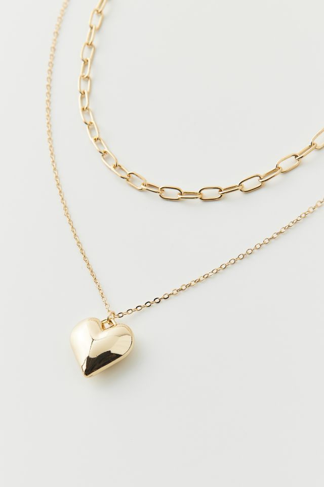 Essential Heart Charm Chain Layering Necklace Set | Urban Outfitters