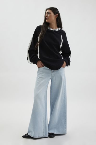 Bdg Joey Full Length Wide Leg Jean In Vintage Denim Medium, Women's At Urban Outfitters In Blue
