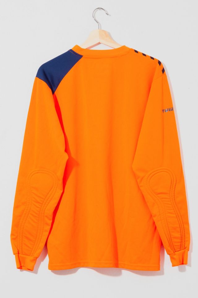 Vintage Y2K Orange Blue Stripe Soccer Goalie Jersey #1
