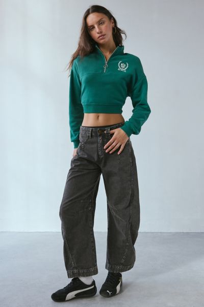 BDG ELISE BARREL LEG PANT IN RAVEN, WOMEN'S AT URBAN OUTFITTERS 