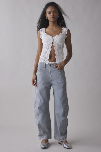 BDG ELISE BARREL LEG PANT IN SLATE, WOMEN'S AT URBAN OUTFITTERS 