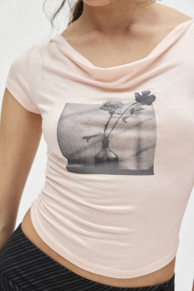 Lara Cowl Neck Graphic Baby Tee #3