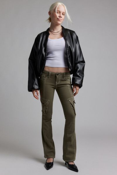 True Religion Becca Cargo Low Rise Bootcut Jean In Black, Women's At Urban Outfitters In Black