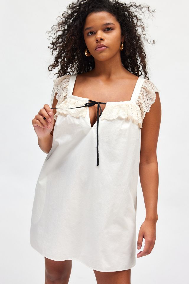 Kimchi Blue Rebecca Lace Trim Babydoll Mini Dress #1