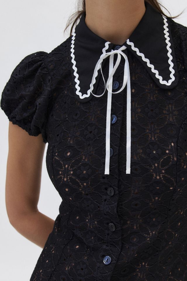 Robe Mini Kimchi Blue Aubrey à Col en Dentelle #1