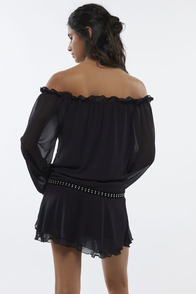 Silence + Noise Roxanne Off-The-Shoulder Drop Waist Mini Dress #3